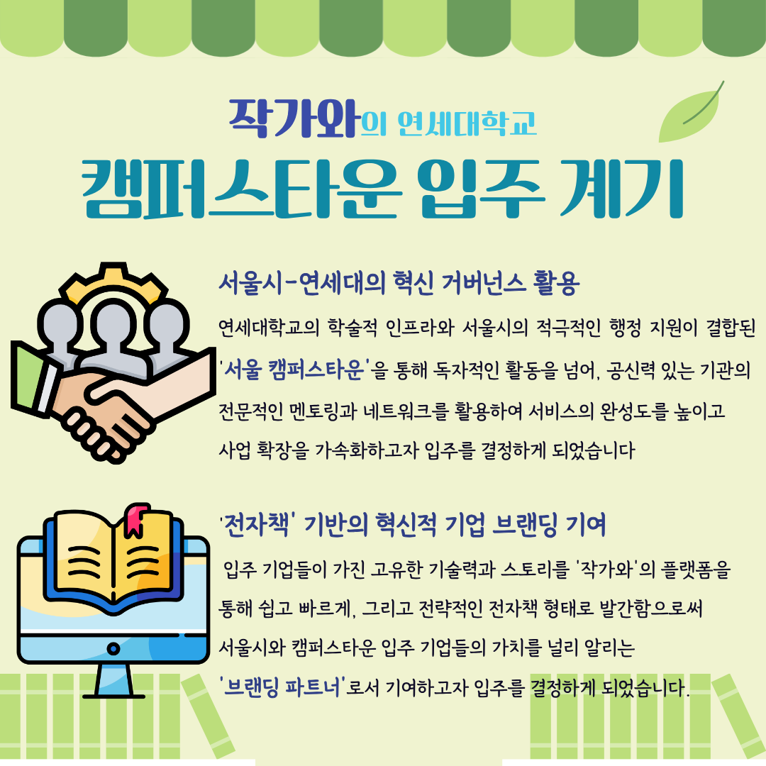 작가와의 연세대학교 캠퍼스타운 입주 계기